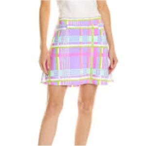 Jude Connally Sonia Skort Small Purple Pink Plaid Golf Athletic Pocket Made USA